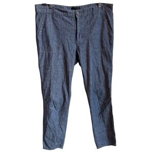 Vince Rolled Trouser Cropped Womens 30 Blue Chambray 100% Cotton Relaxed Pants